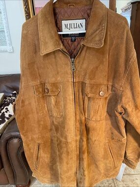 M. Julian Suede Zip-Front Jacket in Warm Tan